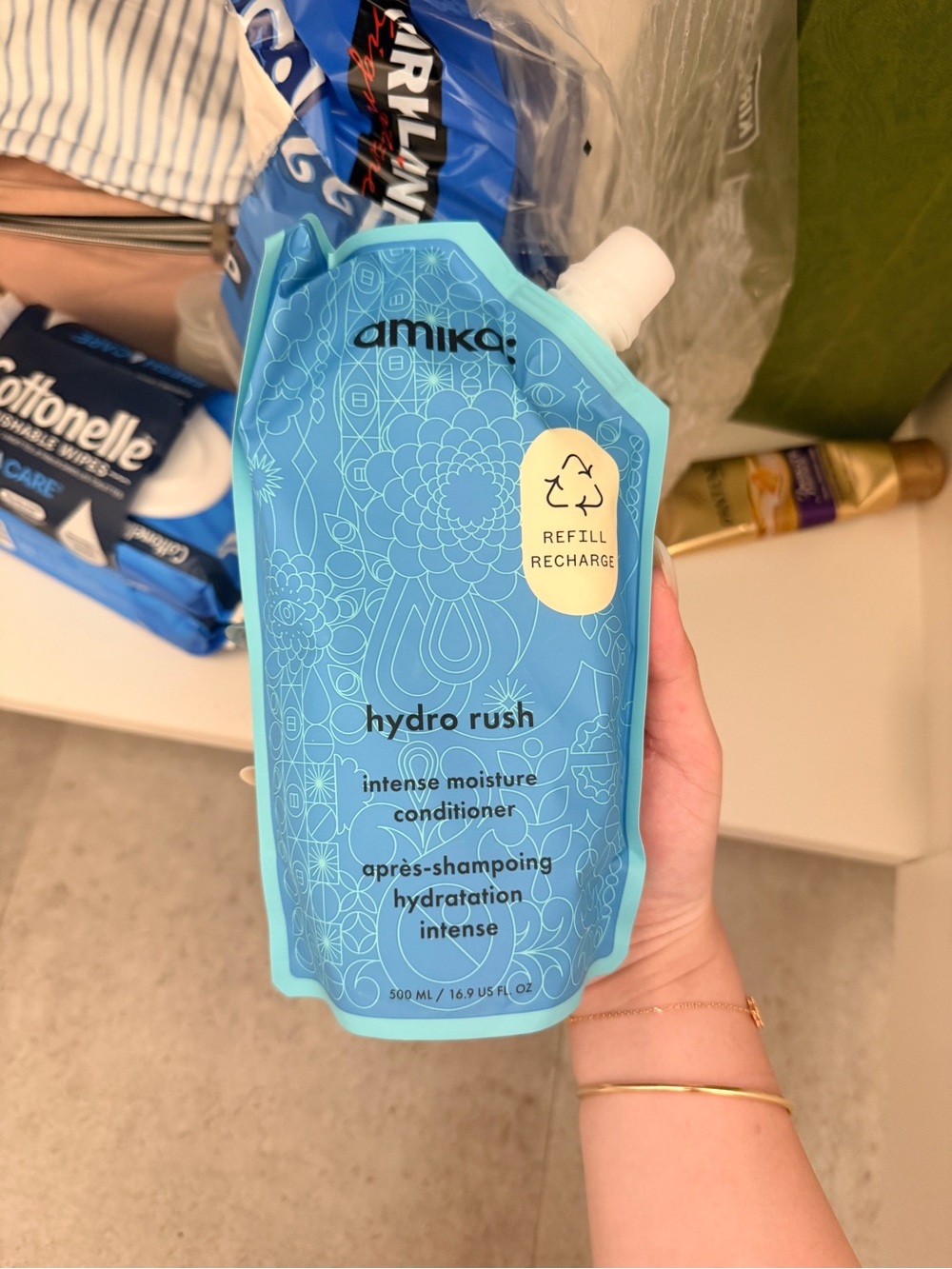 amika Hydro Rush Intense Moisture Conditioner Refill Pouch - Light Blue